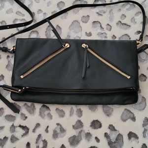 Stella and Dot Covert black leather cross body bag